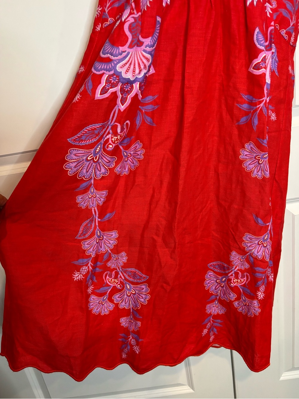Farm Rio Porcelain Garden Red Purple Sleeveless Deep V Linen Maxi Dress XS - Picture 6 of 12